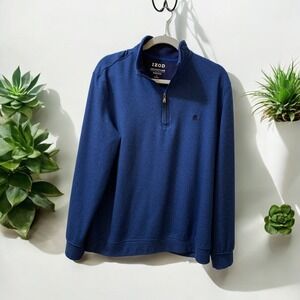 IZOD Advantage Performance Pullover Stretch Half Zip Blue Sweater L‎